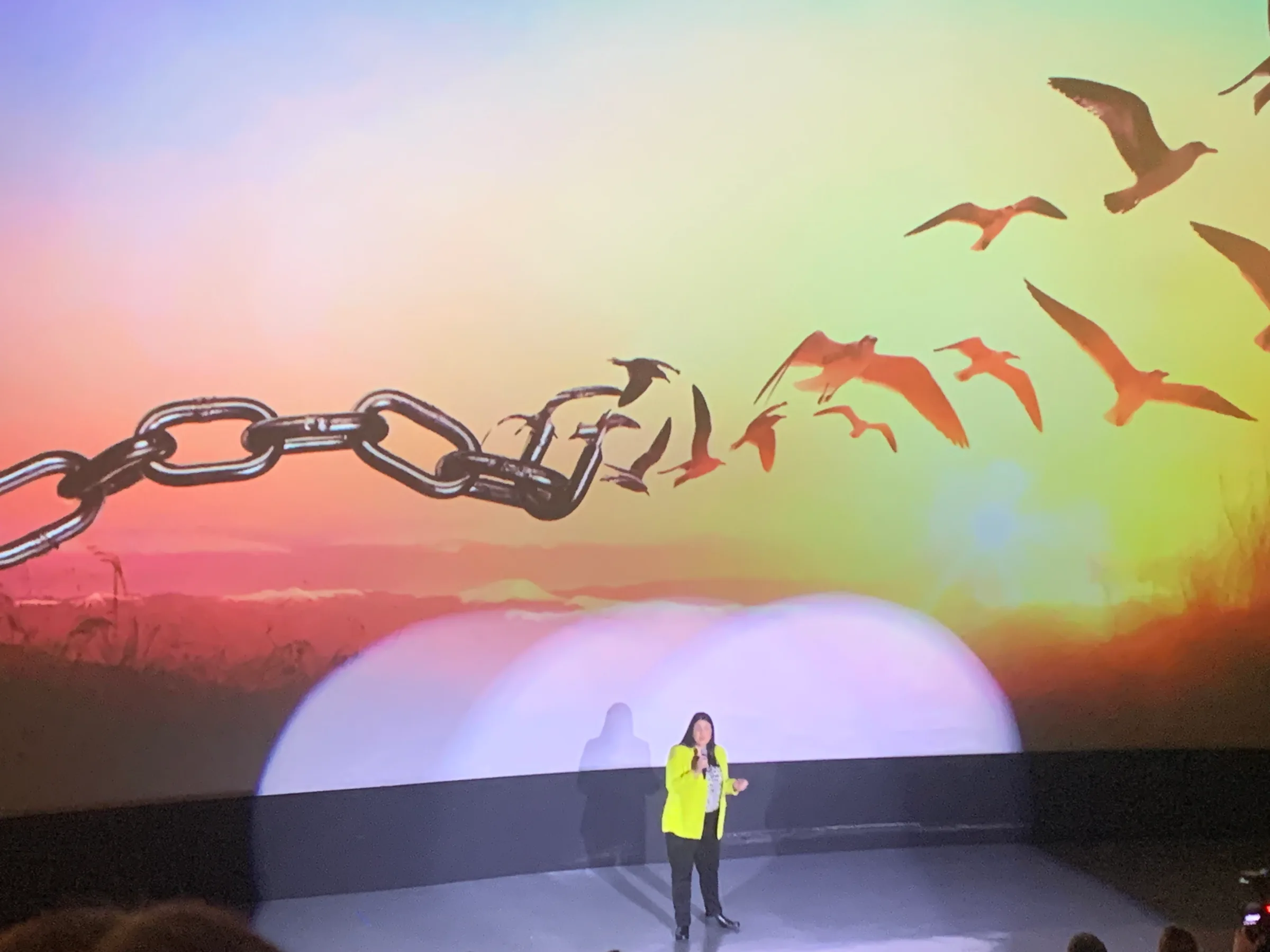 Erin Leonty speaking on stage